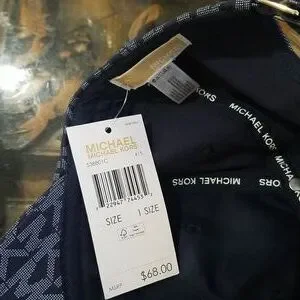 Michael Kors Women Hat Navy Blue MK logo One Size Michael Kors Womens Baseball Ball Cap Hat Navy Signature  main image 3